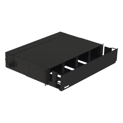 Panel de Distribución de Fibra Óptica, Acepta 8 Placas FAP o FMP, Bandeja Deslizable, Hasta 192 Fibras, Color Negro, 2 UR - Imagen 4