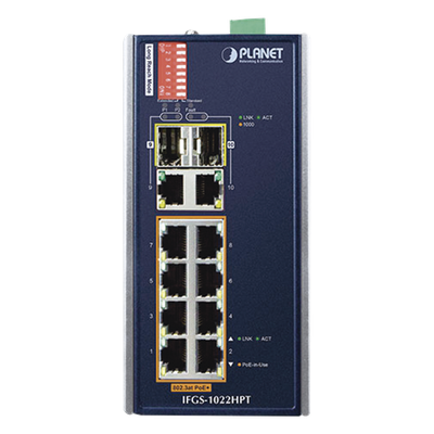 Switch Industrial PoE no administrable de 8 Puertos 10/100TX 802.3at, Hasta 240 W, Combo TP / SFP Gigabit TP / SFP (-40 ~ 75 grados C) - Imagen 3