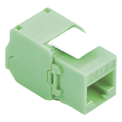 Módulo Jack Keystone Cat6A (Toolless), con Terminación en Ángulo 180 - Color Verde, Compatible con Faceplate y Patchpanel Linkedpro