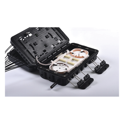 Caja de Distribución de Fibra Óptica para 24 Empalmes, con 16 acopladores SC/APC simplex, Exterior IP65, Color Negro - Imagen 4