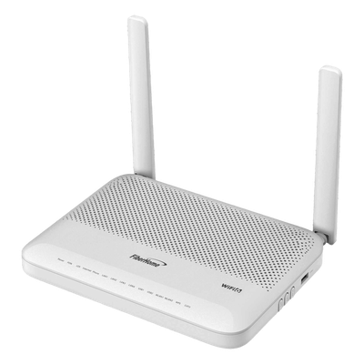 ONU GPON / Wi-Fi 6 1800 Mbps / 4 Puertos Gigabit / 1 POTS / 1 CATV RF / 1 USB / SC/APC / 2 Antenas 5 dBi