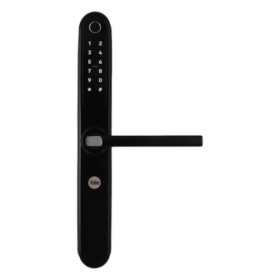 Cerradura Eléctrica Digital Yale YSD100 / Mecanismo 2885 Negro / HUB Yale Connect / 100 Códigos y Huellas / 3 Tarjetas Proximidad / Compatible Alexa y Google / Para Perfiles Aluminio 1"