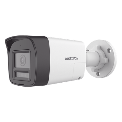[Audio Bidireccional + Dual Light + ColorVu] Bala TURBOHD 3K  (5 Megapixel) / Lente 2.8 mm Angulo de vision 112° / 30 mts IR EXIR + 20 mts Luz Blanca / Micrófono y Bocina Integrado / Exterior IP67 / Metal / dWDR