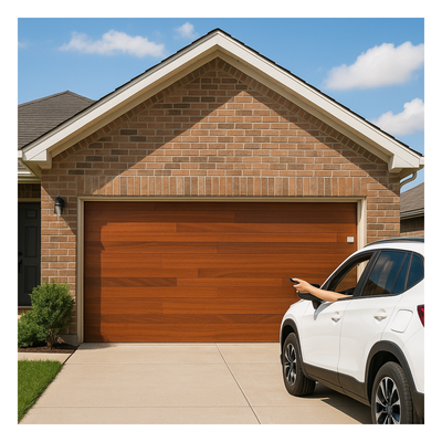 Puerta de Garage de Alta Calidad / Estilo Americano / Acabado Laminado PREMIUM / Color Madera Clara / 9x9 Pies. - Imagen 3