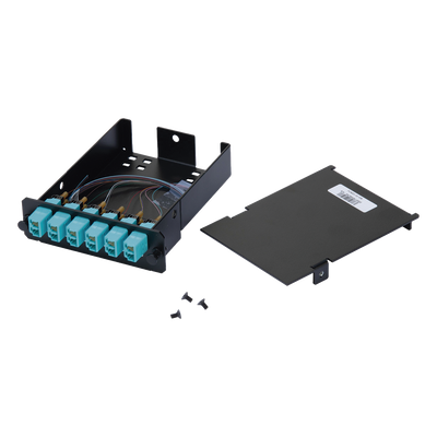 Placa Acopladora de Fibra Óptica FAP, Con 12 Pigtails y 6 Conectores LC Duplex (12 Fibras), Para Fibra Multimodo OM3/OM4, Color Aqua - Imagen 5