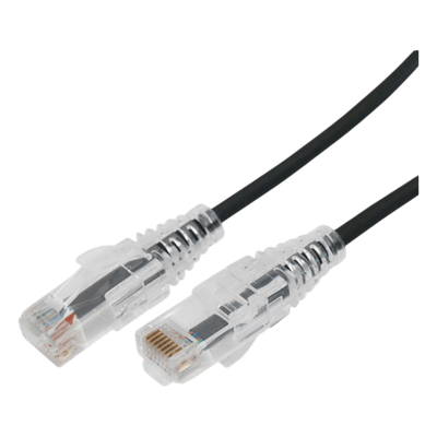 Cable de Parcheo Slim UTP Cat6A - 0.5 Metros (1.64 Pies) Negro, Diámetro Reducido (28 AWG)