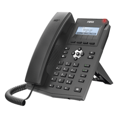 Teléfono IP empresarial para 2 lineas SIP con pantalla LCD,  Puertos Gigabit, Códec Opus, conferencia de 3 vías, PoE.