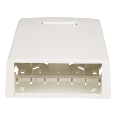 Caja de Montaje en Superficie, con Accesorio para Resguardo de Fibra Óptica, para 12 Módulos Mini-Com, Color Blanco Mate - Imagen 3