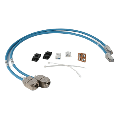 2 Cables In-Line Para Conexión en Campo de Jack a Plug RJ45 Cat6A / Blindado S/FTP / Patch Cord Azul 0.5 m / Ideal para Access Point, Cámaras IP y Gabinetes con Espacios Reducidos / CM/LSOH-1 / 28 AWG / Compatible con PoE / 2 Piezas