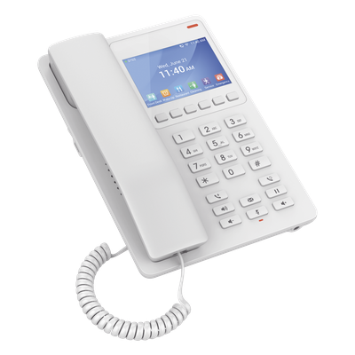 Teléfono IP WiFi Hotelero con pantalla LCD a color, 2 líneas SIP con 2 cuentas, codec Opus, IPV4/IPV6, color blanco, con gestión en la nube GDMS - Imagen 3