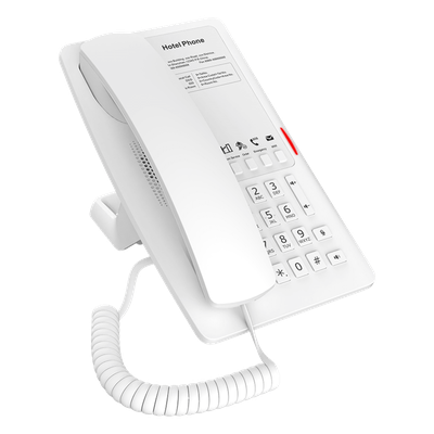 Teléfono IP Hotelero / 2 Líneas SIP / 5 Teclas Programables / Puerto USB-A de Carga / PoE 802.3af / Diseño Blanco / Audio HD Manos Libres - Imagen 3