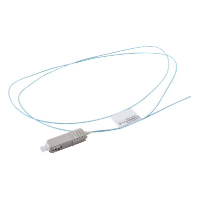 Pigtail de Fibra Óptica SC Simplex, Multimodo OM3 XGLO 50/125, OFNR, Color Aqua, 1 Metro (3.28 Pies)