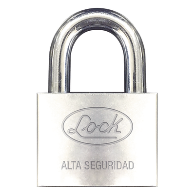 Candado de hierro alta seguridad con llave de disco/ Acabado Cromado/ Llaves Abloy/ Medida de Horquilla 38 mm.