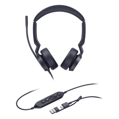 Auriculares Yealink UH44 Dual con cancelación de ruido por IA para Microsoft Teams, USB-C/A e indicador de ocupado