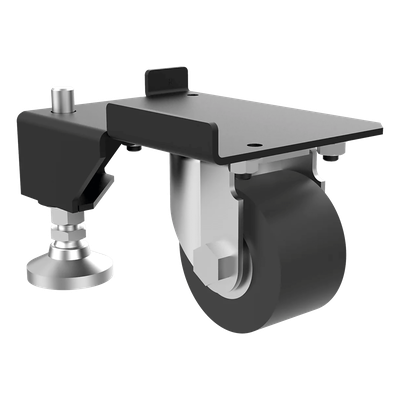 Kit de Ruedas y Niveladores para Gabinetes Trabajo Pesado 3000 lbs (1361 kg) / Material Compuesto Negro / Ruedas Giratorias 360° / Acero Dulce con Recubrimiento en Polvo / Dimensiones 11.9 x 16.4 x 10.1 cm