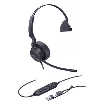 Auriculares Yealink UH42 Mono con cancelación de ruido por IA para Microsoft Teams, USB-C/A e indicador de ocupado