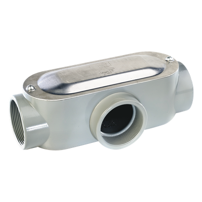 Caja oval roscada tipo T de 3" chica (76.2 mm) incluye tapa y tornillos.