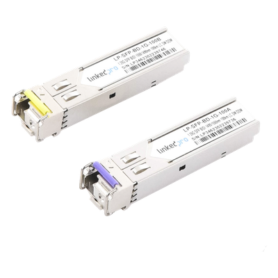 Transceptores Ópticos Bidireccionales SFP (Mini-Gbic) / Monomodo 1490 & 1550 nm / 1.25 Gbps / 1000BASE-BX / Conector LC/UPC Simplex / DDM / Hasta 100 km / 2 Piezas 