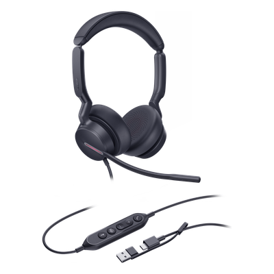 Auriculares Yealink UH46 Dual con cancelación de ruido por IA para Microsoft Teams, USB-C/A e indicador de ocupado - Imagen 3