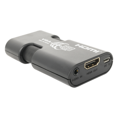 MINI Adaptador de VGA a HDMI / Resolución 1920x1080 @ 60Hz / Jack de audio de 3.5mm / Soporta alimentacion por Micro USB - Imagen 4