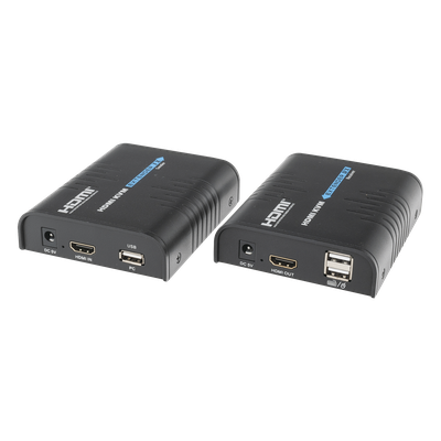 Kit extensor KVM (HDMI y USB) hasta 120 metros / Resolución 1080P @ 60 Hz/ Soporta Cables de red STP y UTP CAT5/5E/6 /  HDMI 1.3 / HDCP 1.2 / PCM / Transmite el Video, Mouse, Teclado y Controla tu DVR vía USB a distancia