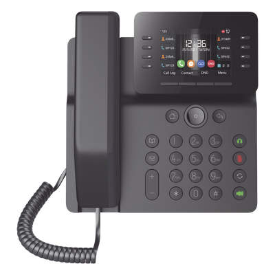 Teléfono IP Empresarial Esencial WiFi / Bluetooth, 12 líneas SIP, pantalla a color 3.5", PoE, puertos Gigabit, conferencia local de 6 vías.