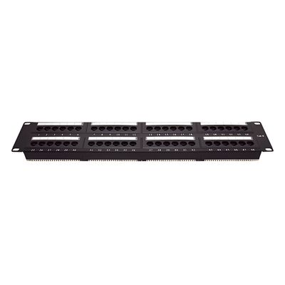 Panel de Parcheo de Impacto (110) UTP de 48 Puertos Cat6, 19 Pulgadas (48.26 cm), 2U, con Barra para Organizar Cable