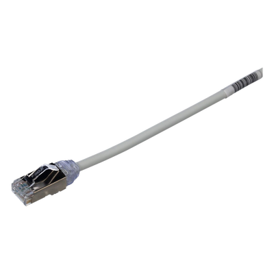 Patch Cord Cat6A, Diametro Reducido 28 AWG, Blindado S/FTP, CM/LS0H, 15 Metros (49.21 Pies), Color Gris