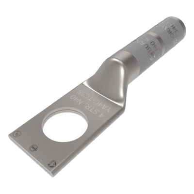 Zapata Terminal de Compresión BURNDY para Tornillo de 1/4" y Calibre 4 AWG /Cañón Largo.