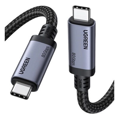 Cable USB-C Thunderbolt 5 / 80 Gbps Bidireccional / 120 Gbps Unidireccional / 1 m (3.28 ft) / 24 Pines / E-Marker IP2133H / 5A Máximo / Aluminio + Cobre Blindado