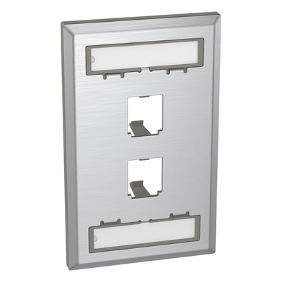 Placa de Pared Vertical, de Acero Inoxidable, Salida Para 2 Puertos Mini-Com, Con Espacios Para Etiquetas - Imagen 3