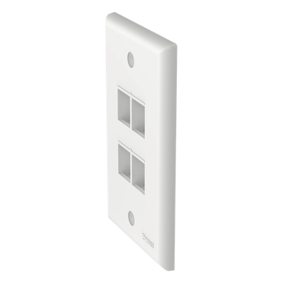 Placa de Pared Vertical / 4 Puertos Keystone / Montaje Vertical / 69.8 x 114.3 mm / 2.75 x 4.5 pulg. / ABS / Blanco - Imagen 3