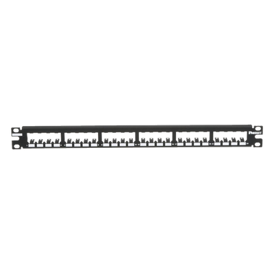 Panel de Parcheo Modular Mini-Com (Sin Conectores), Plano, Totalmente Blindado, de 24 Puertos, 1UR