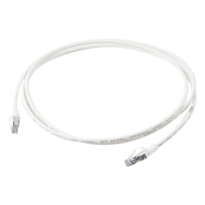 Patch Cord Skinny Cat6A Blindado S/FTP, 2.13 Metros (7 Pies), Diámetro Reducido 28 AWG, Color Blanco