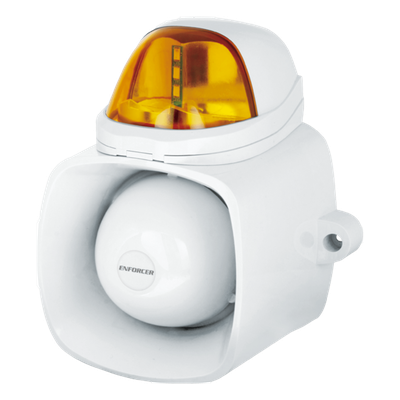 Sirena / Luz Estroboscópica Autónoma / Color Ambar  4 en 1 / IP65 / Uso Interior y Exterior / 12 Vcd / Múltiples Tipos de Notificación / Estroboscópica, de Sirena o de Audio /