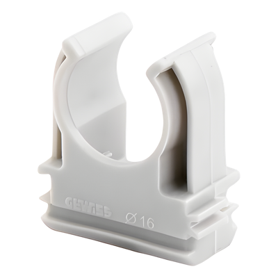 Soporte de presión (Abrazadera), PVC Auto-extinguible, abierto para tubería de 16 mm - Imagen 3