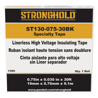 Cinta Eléctrica STRONGHOLD para Aislar de Caucho EPR, Autoadhesiva, Uso Industrial en Uniones de Alto Voltaje y Temperatura , Grosor de 0.76mm (30 mil), Ancho de 19mm, y 9.1m de Largo, Color Negro - Imagen 5