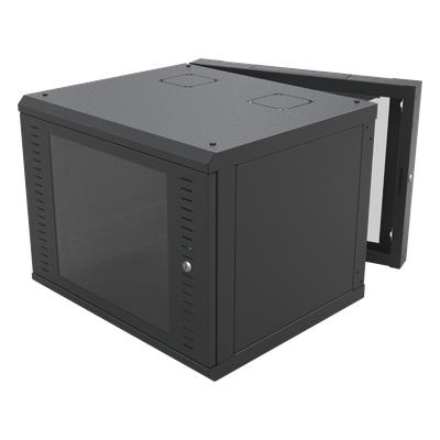 Gabinete Abatible de Pared (Con Marco Trasero) con Rack 19" de 12 Unidades. Ventana de Cristal Templado.