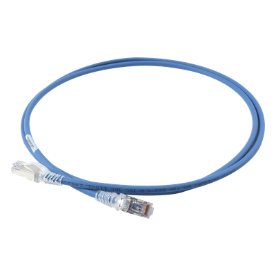 Patch Cord Skinny Cat6A Blindado S/FTP, 1.52 Metros (5 Pies), Diámetro Reducido 28 AWG, Color Azul