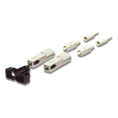 Conector de Fibra Óptica SC Duplex, Epoxico, Fibra Recubierta, Multimodo, Botas Color Negro y Beige (No pre-pulido)