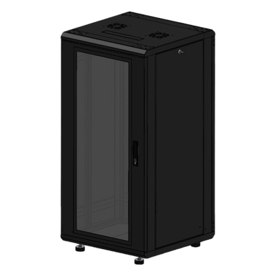 Gabinete Rackeable 19 Pulgadas / 24 Unidades / Piso / Puerta de Cristal / Acero Calibres 16-18-20 / Capacidad 750 Kg / Dimensiones 600x605x1190 mm (23.6x23.8x46.9 in) / Ventilación 120 mm, Niveladores Incluidos - Imagen 3