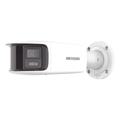 [FlexVu] [PROTECCIÓN ACTIVA] Bala IP Panorámica 8 Megapixel (4K) / 2 Lentes 4 mm (180°) / Imagen a Color 24/7 (ColorVu) / PoE / WDR 130° / IP67 / ACUSENSE / Luz Estroboscópica y Alarma Audible / 40 mts Luz Blanca / Micro SD