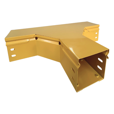 CHFIBER T Horizontal de Aluminio para Fibra Óptica, 4" de Peralte, 4" de Ancho y Radio de 8", con Pintura Epóxica Amarilla, Incluye Tapa, un Par de Coples y Tornillería - Imagen 3