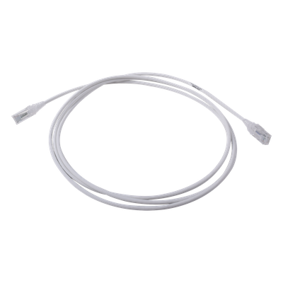 Patch Cord MC6 Modular Cat6 UTP, CM/LS0H, 2.13 Metros (7 Pies), Color Blanco, Diámetro Reducido (28AWG)