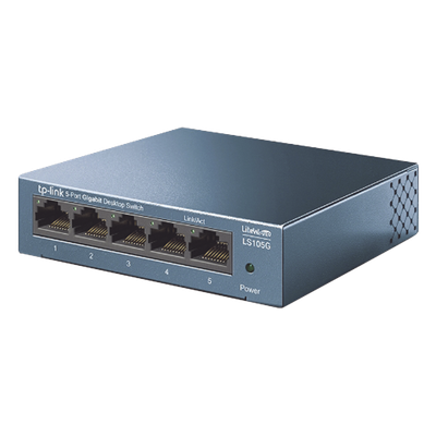 Switch de escritorio Gigabit de 5 puertos 10/100/1000Mbps, carcasa metálica 