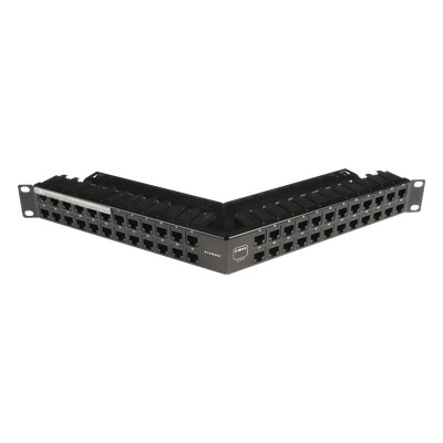 Patch Panel Z-Max de 48 Puertos, Blindado, Precargado con Jacks Categoría 6A, Angulado, 1UR
