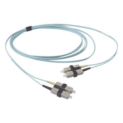 Jumper de Fibra Óptica Multimodo 50/125 OM3 XGLO, SC-SC Duplex, OFNR, Color Aqua, 2 Metros (6.56 Pies)