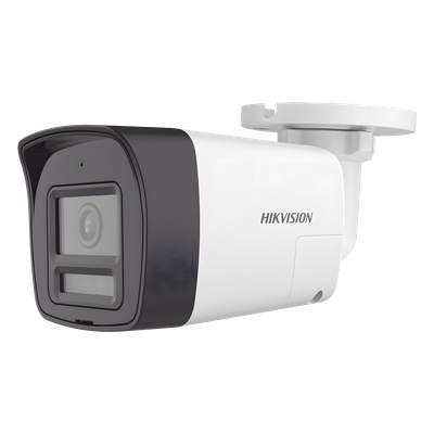 [Audio Bidireccional + Dual Light + ColorVu] Bala TURBOHD 4K (8 Megapixel) / Lente 2.8 mm / 30 mts IR EXIR + 20 mts Luz Blanca / Micrófono y Bocina Integrado / Exterior IP67 / Metal / dWDR