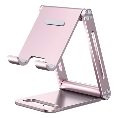 Soporte para Teléfono Celular de Aluminio / Angulo Ajustable / Amplia Compatibilidad con dispositivos de 4.7'' a 7.9'' / Antideslizante / Antiarañazos / Plegable / Color Rosa - Imagen 4