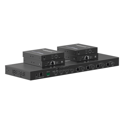 MATRICIAL Y EXTENSOR DE VIDEO HDMI 4 x 4 / 4 Entradas HDMI / 4 Salidas HDMI Loop / 4 Salidas RJ45 para Extender la señal 70 metros por salida  /4K / Conmutación por RS232, Control Remoto o Ethernet.